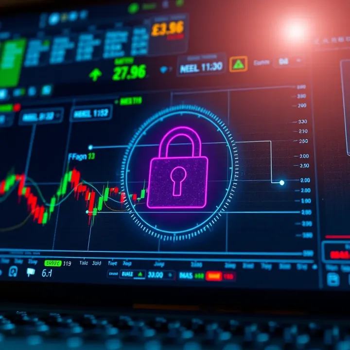 Secure login screen with authentication features highlighting safety for online trading