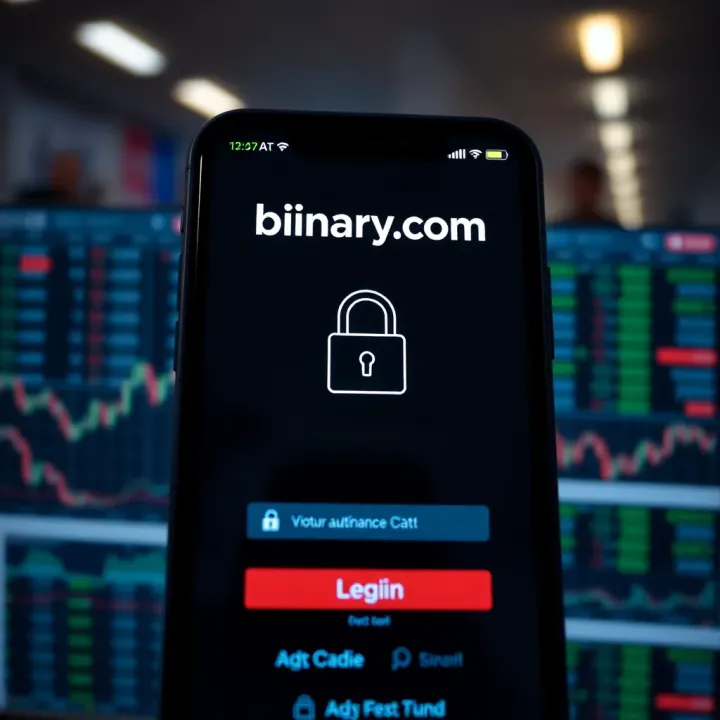 Secure login screen highlighting authentication features of Binary.com app for trader protection