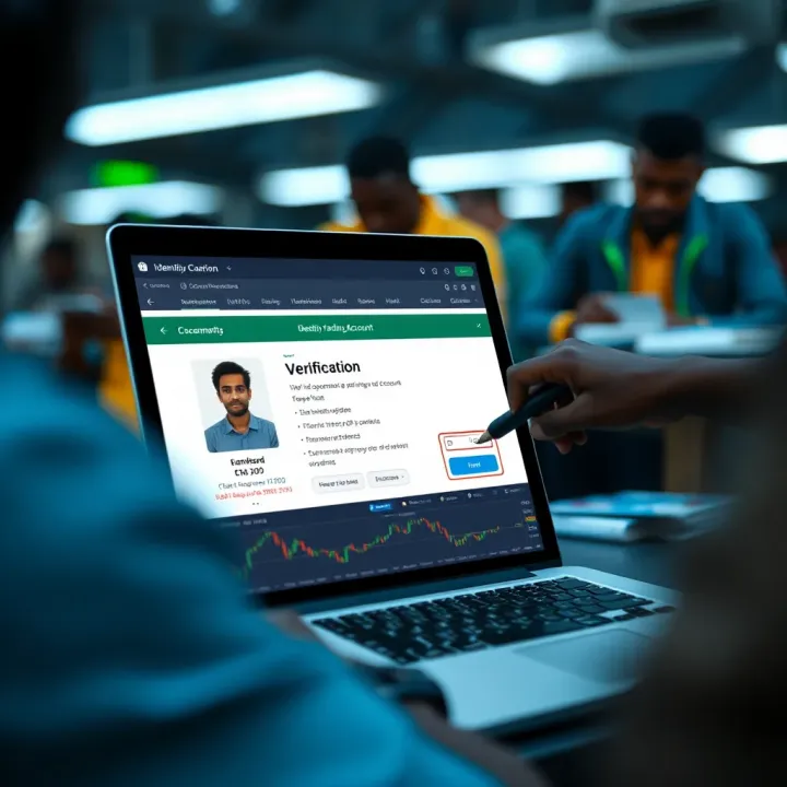 Identity Verification for Secure Trading Account Verification process with identity documents being uploaded on a secure platform