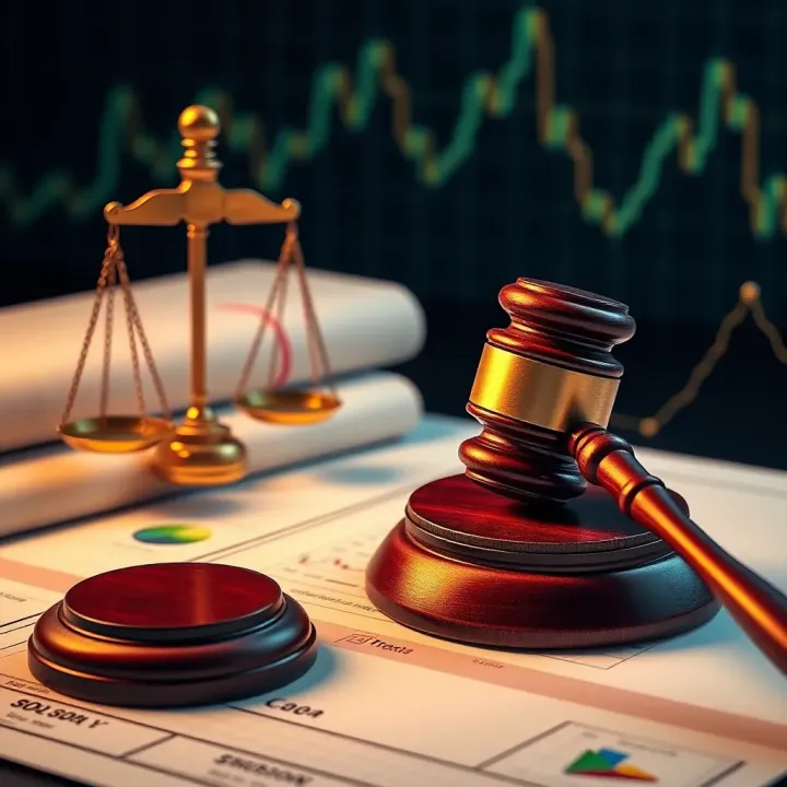 Visual representation of legal documents and a gavel symbolizing regulatory environment for trading in Kenya