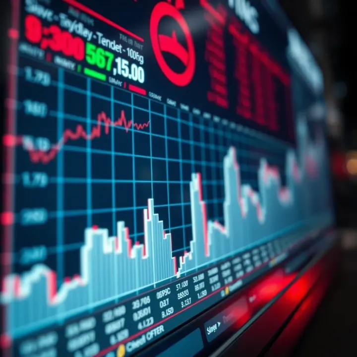 Graph showing fluctuating financial market trends for CFD trading
