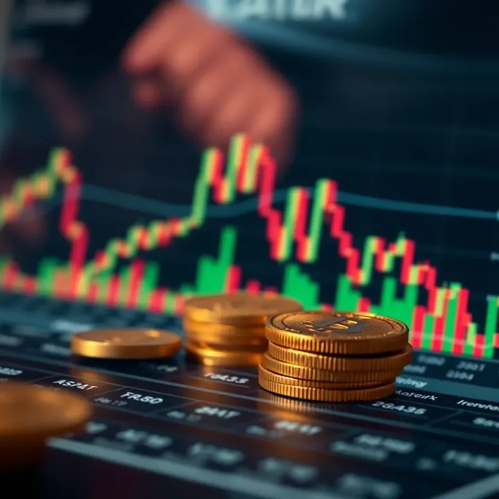Graph showing fluctuating cryptocurrency market trends
