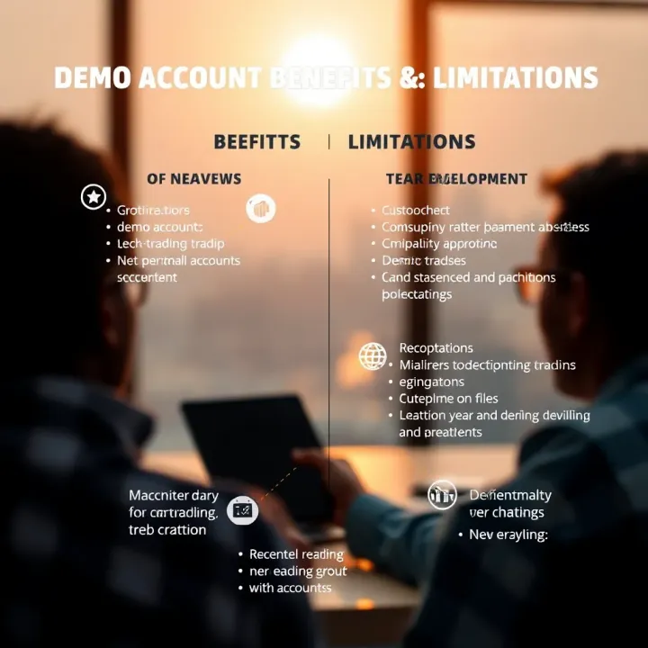 Graphical representation of benefits and limitations of demo trading accounts for skill development