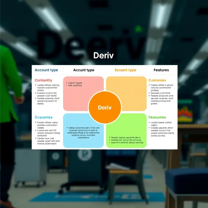 Diagram illustrating different account types and features available on Deriv for traders