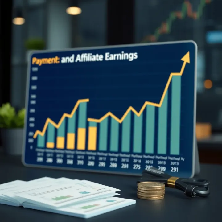 Visualization of payment methods and affiliate earnings growth chart