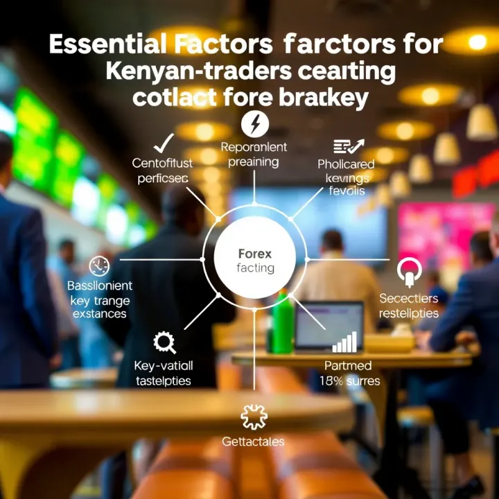 Essential Factors for Kenyan Traders Choosing Forex Brokers Diagram showing key factors for Kenyan traders selecting forex brokers