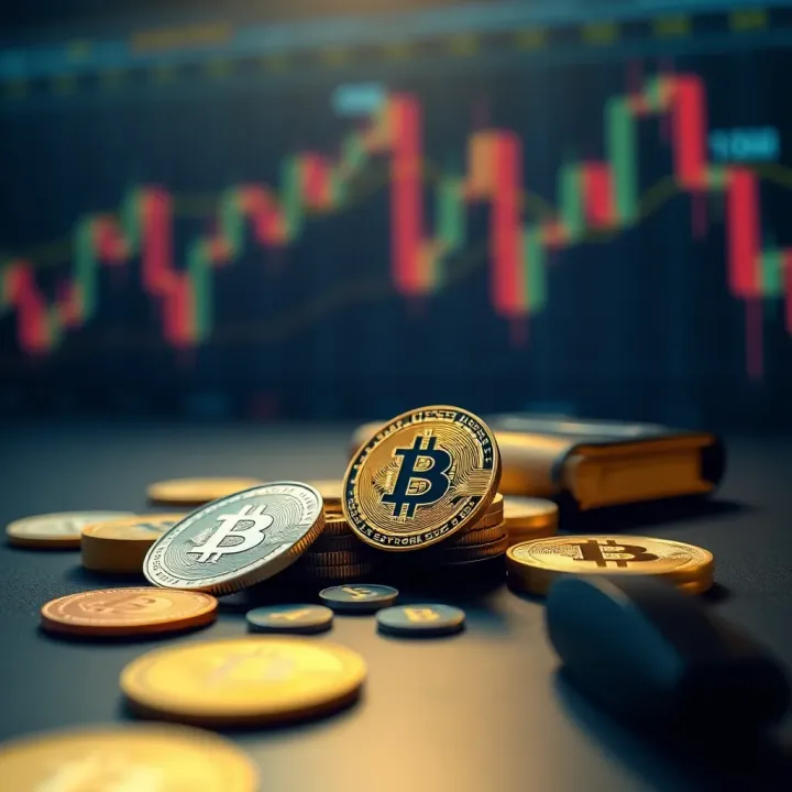 Illustration of a digital wallet and various cryptocurrency coins symbolizing long-term investment in digital assets