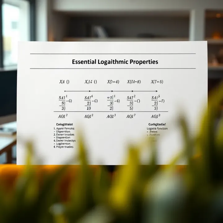 Essential Logarithmic Properties and Differentiation Rules Diagram showing key logarithmic properties and differentiation rules arranged for easy reference