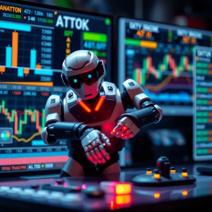 Visual representation of derive bots applied in finance and business sectors showing data analysis and automation