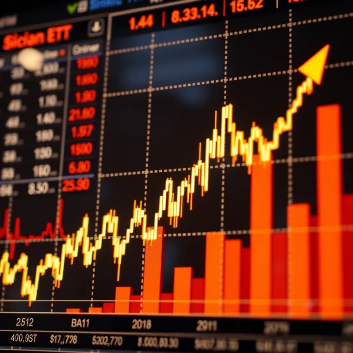 Graph showing sharp upward movement indicating surge trading in financial markets