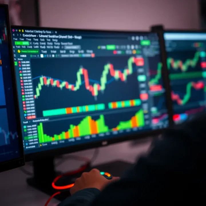 TradingView interface showing various technical indicators and chart types on a computer screen
