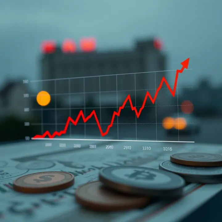 Graph showing fluctuations in US Dollar to Indian Rupee exchange rate over time